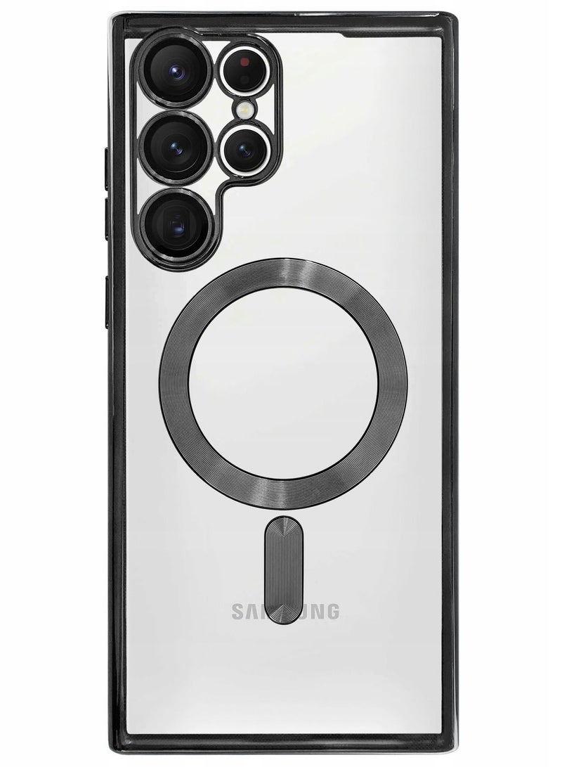 Compatible With Samsung Galaxy S25 Ultra Magnetic MagSafe Case With Camera Lens Black